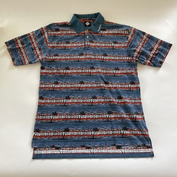 Vintage Tabasco Hot Sauce Polo Shirt Men's XL All Over Print Ocean Beachy Retro‎ - Picture 1 of 10